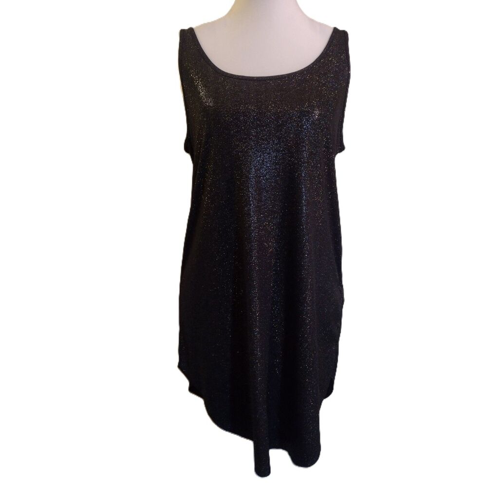 Forever 21 Black Shimmer Glitter Scoop Neck Tank Dress Size M